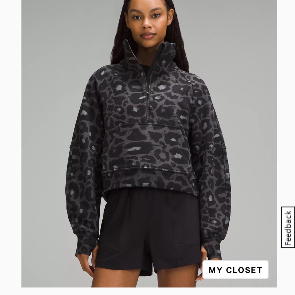 Lululemon Scuba funnel neck in spray leopard NWOT